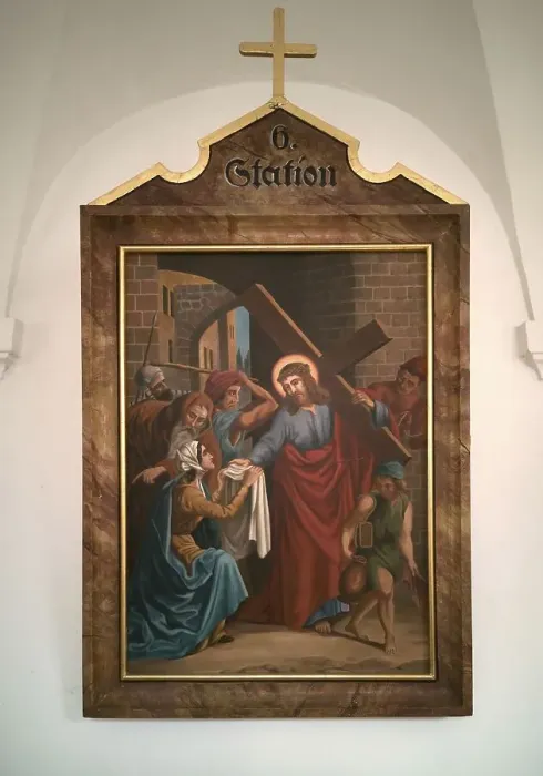 Framed Print : Stations of the Cross by an unknown artist in the ambulatory of the Catholic pilgrimage church of the Holy Trinity in