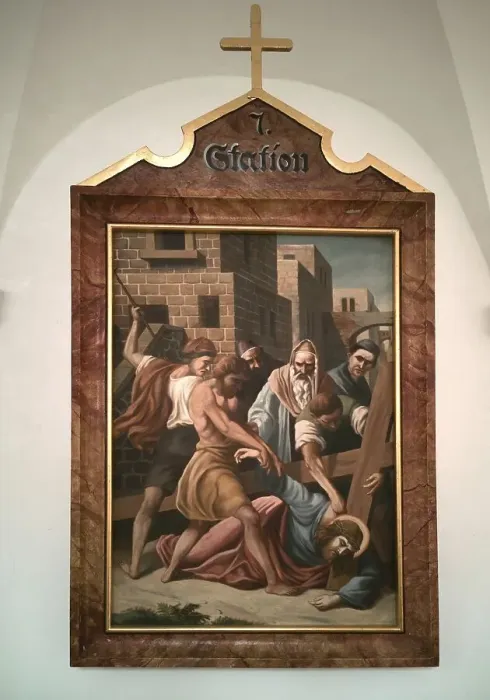 Framed Print : Stations of the Cross by an unknown artist in the ambulatory of the Catholic pilgrimage church of the Holy Trinity in