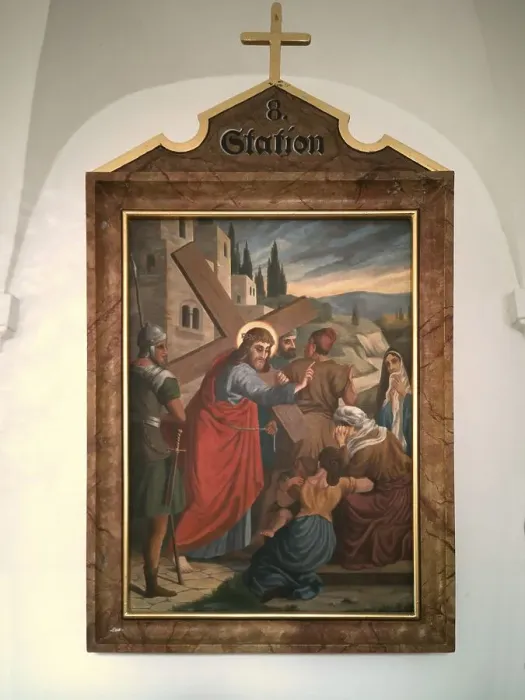 Framed Print : Stations of the Cross by an unknown artist in the ambulatory of the Catholic pilgrimage church of the Holy Trinity in