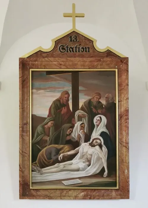 Framed Print : Stations of the Cross by an unknown artist in the ambulatory of the Catholic pilgrimage church of the Holy Trinity in