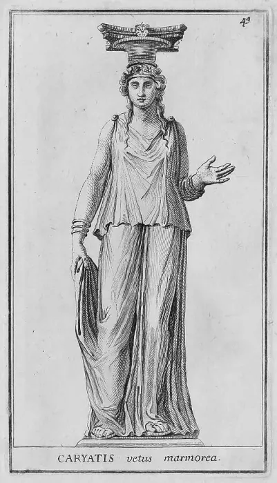 Framed Print : Statue of a caryatid, a sculpture representing a woman Framed Print : Statue of a caryatid, a sculpture representing a woman