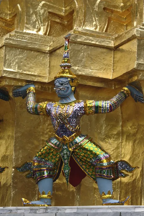 Framed Print : The statue of Demon Yaksha at golden chedi