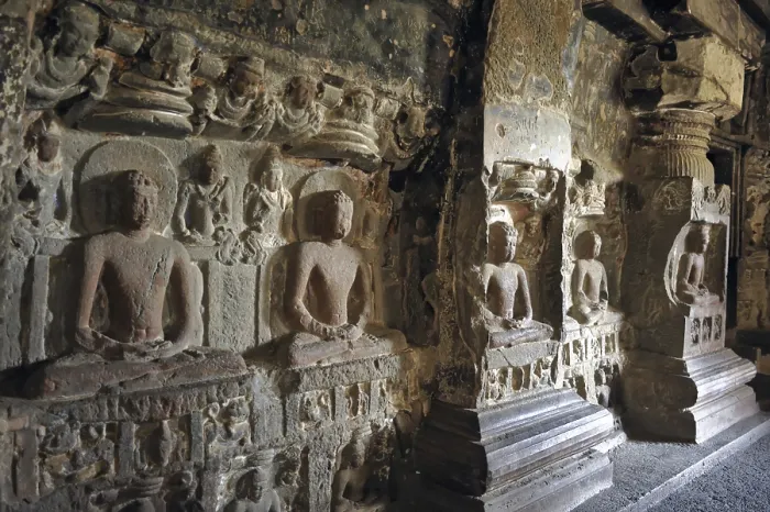Framed Print : Statue at ellora caves, aurangabad