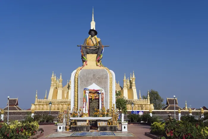 Framed Print : Statue of King Setthathirat at Pha That Luang temple