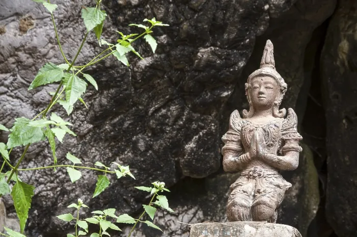 Framed Print : Statue or sculpture in front of the Buddha Cave Framed Print : Statue or sculpture in front of the Buddha Cave