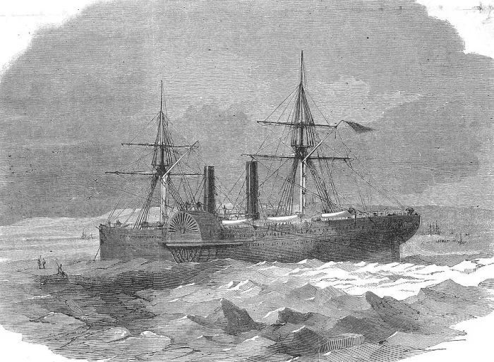 Framed Print : Steamboat trapped in ice on the coast of Denmark Framed Print : Steamboat trapped in ice on the coast of Denmark
