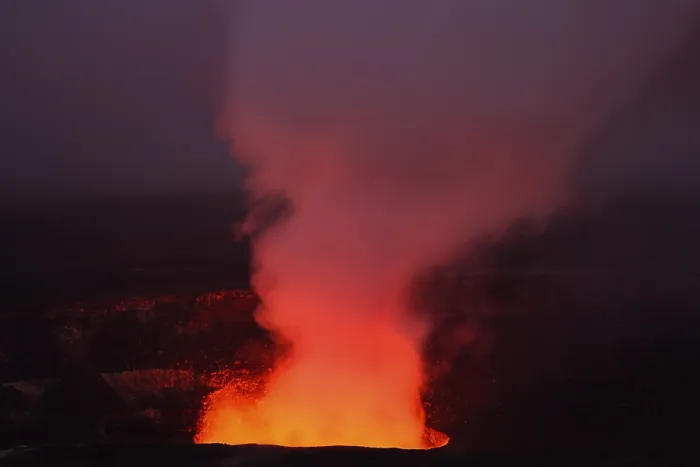Framed Print : Steaming hole of the kilauea volcano