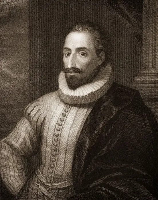 Framed Print : Steel engraving, c. 1860, Miguel de Cervantes Saavedra