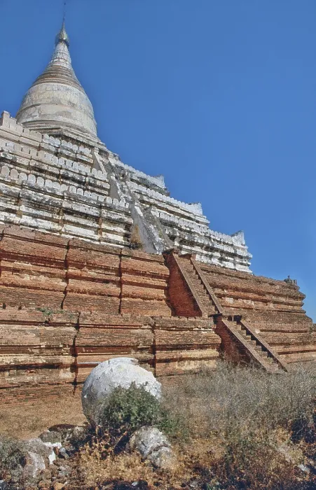 Framed Print : Steep staircase at Shwesandaw Temple