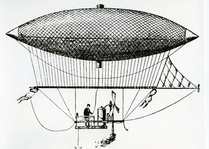 Framed Print : Steerable steam zeppelin built by Henri Giffard Framed Print : Steerable steam zeppelin built by Henri Giffard