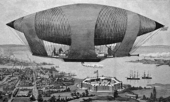 Framed Print : Steerable war balloon to destroy strongholds using dynamite