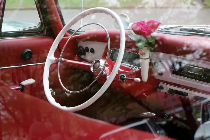 Framed Print : Steering wheel and dashboard of a Russian Tatra 603