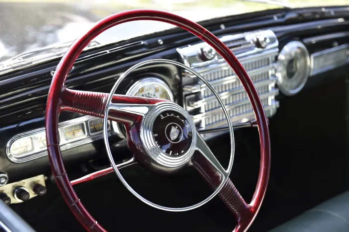 Framed Print : Steering wheel, Lincoln Continental handlebar at Oldtimer Exhibition