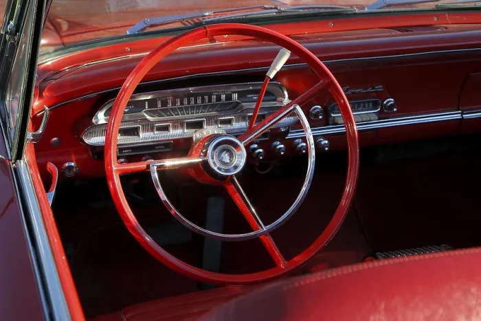 Framed Print : Steering wheel in a vintage car Framed Print : Steering wheel in a vintage car