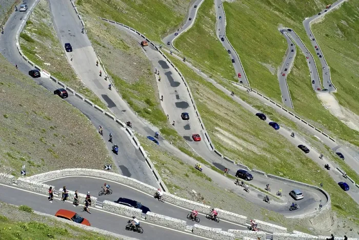 Framed Print : Stelvio Pass with hairpin turns