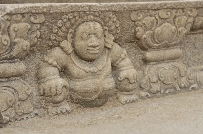 Framed Print : Step decorated with reliefs at the Mahasena Palace