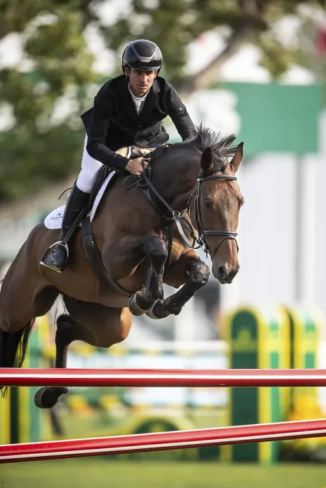 Framed Print : Steve Guerdat of Switzerland, riding Venard de Cerisy competes in the 2025 Spruce Meadows Masters on September 4