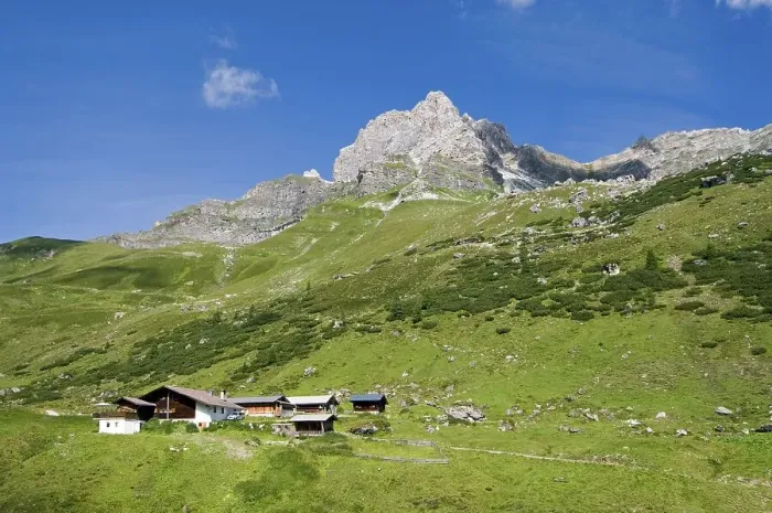 Framed Print : Stoankasern alpine pasture, Kalkwand in the back