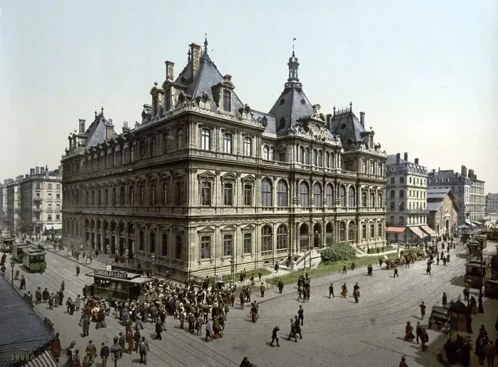 Framed Print : The Stock Exchange, Bourse, Lyon in 1890