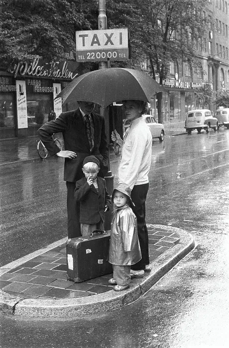 Framed Print : Stockholm in the 1950s. It is a rainy day in central Stockholm Framed Print : Stockholm in the 1950s. It is a rainy day in central Stockholm