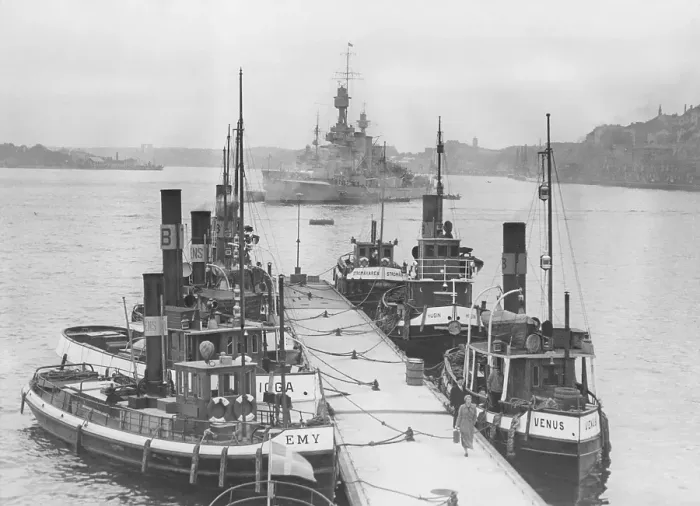 Framed Print : Stockholm harbor in 1937. View of Stockholm harbor and harbor entrance