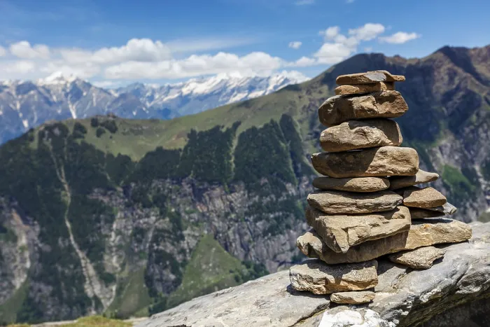 Framed Print : Stone cairn in Himalayas. Near Manali Framed Print : Stone cairn in Himalayas. Near Manali