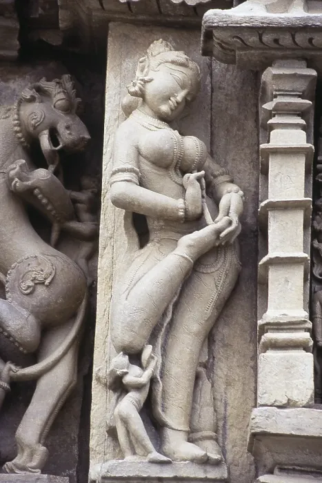 Framed Print : Stone carving on Parshvanatha Temple