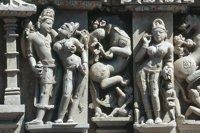 Framed Print : Stone carving on Parshvanatha Temple
