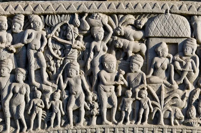 Framed Print : Stone carving, scenes of Buddha's life Framed Print : Stone carving, scenes of Buddha's life