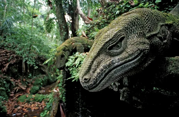 Framed Print : Stone dragon in the Hindu temple Monkey Forest