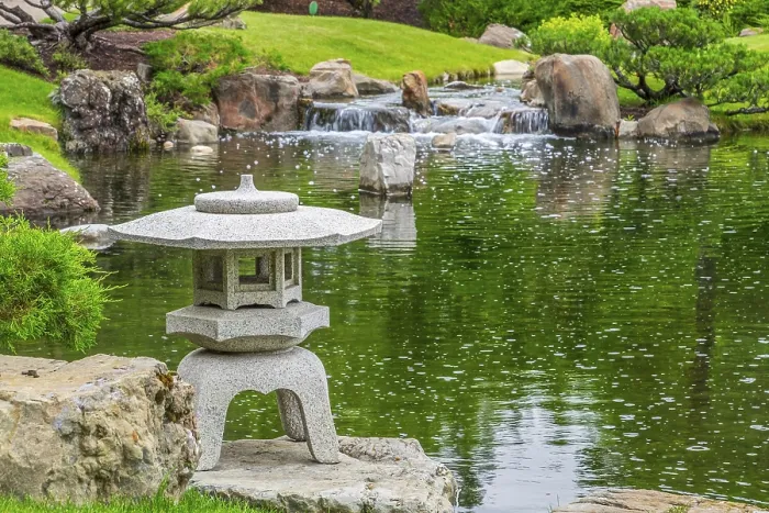 Framed Print : A stone lantern at the edge of a pond in the Nikka Yuko Japanese Garden in Lethbridge Framed Print : A stone lantern at the edge of a pond in the Nikka Yuko Japanese Garden in Lethbridge