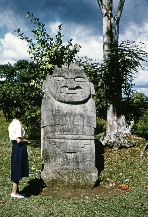 Framed Print : Stone megalith statue, Archaeological Park, San Agustin, Colombia, South America 1961, South America