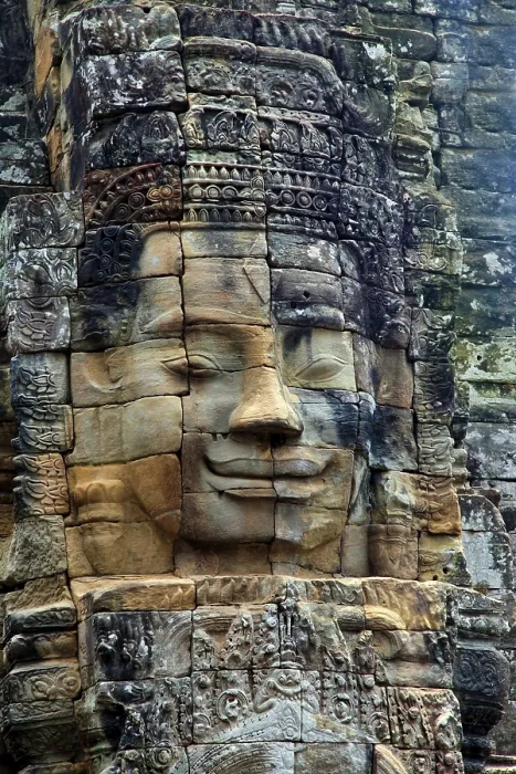 Framed Print : Stone murals and sculptures in Angkor wat