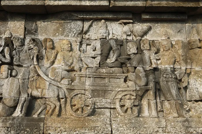 Framed Print : Stone relief, Buddhist temple complex Borobudur