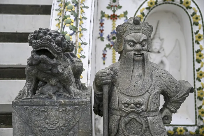 Framed Print : Stone statue of a Chinese warrior