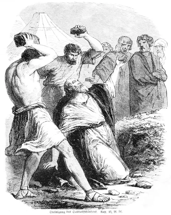Framed Print : Stoning of the Sabbath desecrator
