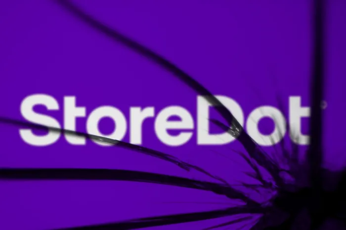 Framed Print : storedot logo is visible on the broken glass