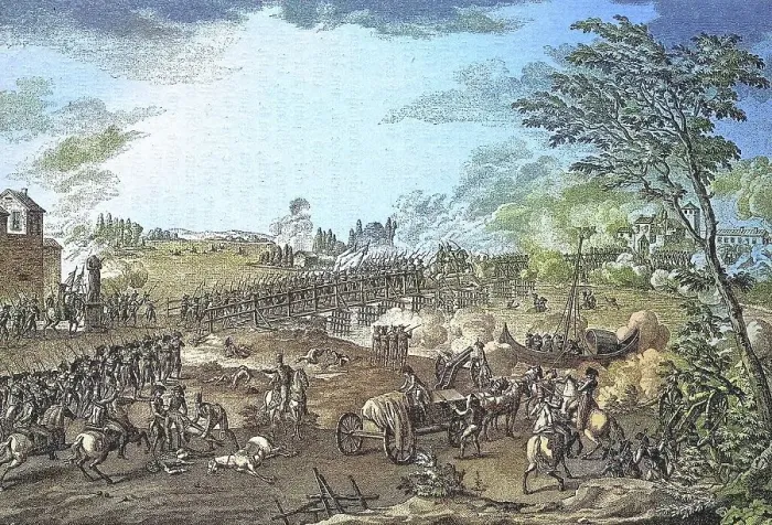 Framed Print : Storming of the Bridge of Lodi on 10 May 1796 Framed Print : Storming of the Bridge of Lodi on 10 May 1796