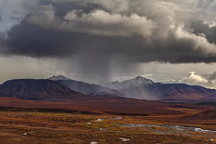 Framed Print : Stormy atmosphere and clouds over the autumnal Alaska Range Framed Print : Stormy atmosphere and clouds over the autumnal Alaska Range
