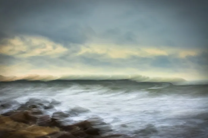 Framed Print : Stormy Baltic coast with boulder Framed Print : Stormy Baltic coast with boulder