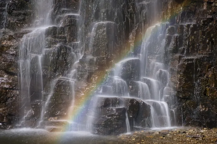 Framed Print : Storulfossen Waterfall with Rainbow