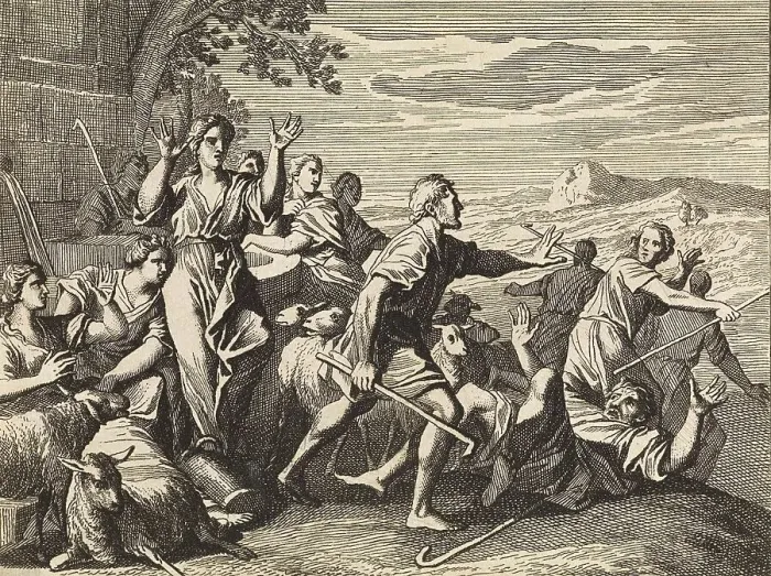 Framed Print : Story of the Prophet Moses, Moses and the Daughters of Reuel at the Well Framed Print : Story of the Prophet Moses, Moses and the Daughters of Reuel at the Well