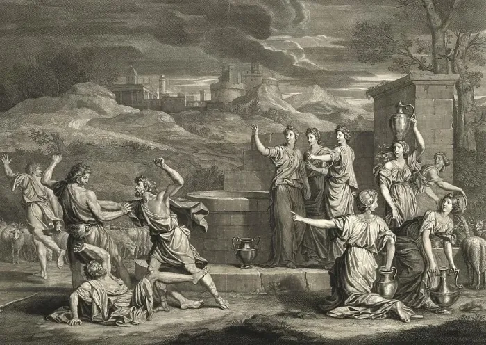 Framed Print : Story of the Prophet Moses, Moses Defending the Daughters of Jetro