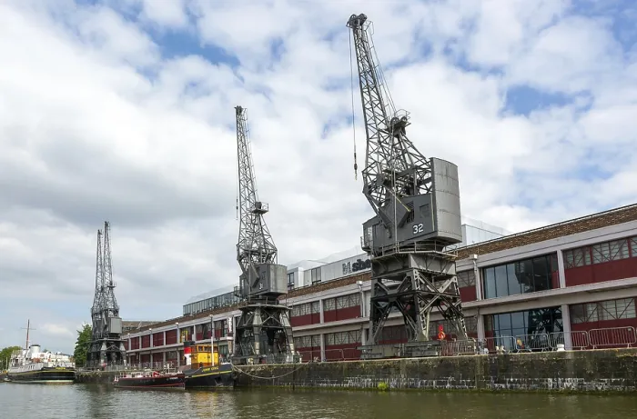 Framed Print : Stothert and Pitt 1950s electric cargo cranes on quayside of Floating harbour