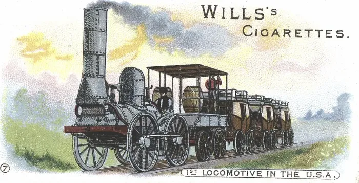 Framed Print : Stourbridge Lion: Built in England under the direction of Horatio Allen, this was the first locomotive to be used in America. Boston & Hudson Railroad, ca. 1830. chromolithography 1900