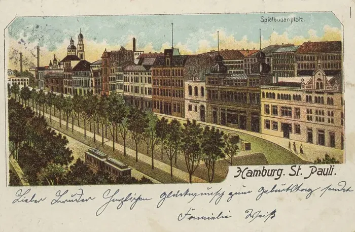 Framed Print : St.Pauli, Hamburg, Germany, postcard with text