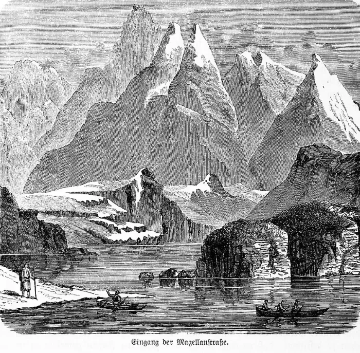 Framed Print : Strait of Magellan, mountain landscape