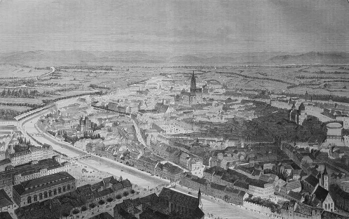 Framed Print : Strasbourg, October 1870, historical illustration Framed Print : Strasbourg, October 1870, historical illustration