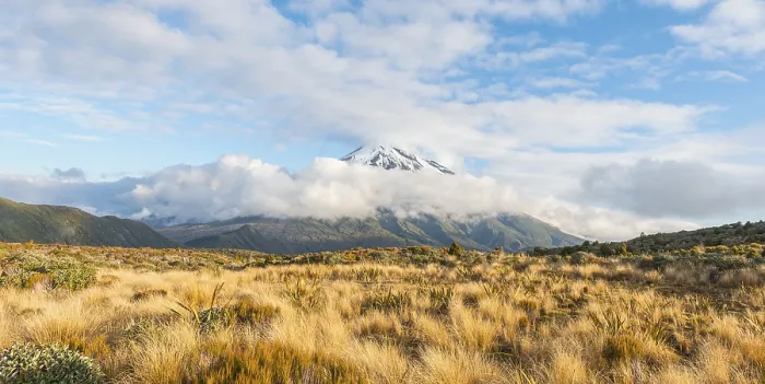 Framed Print : Stratovolcano Mount Taranaki or Mount Egmont with cloud