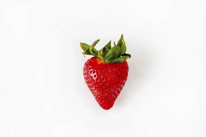 Framed Print : One strawberry on a white background, isolate